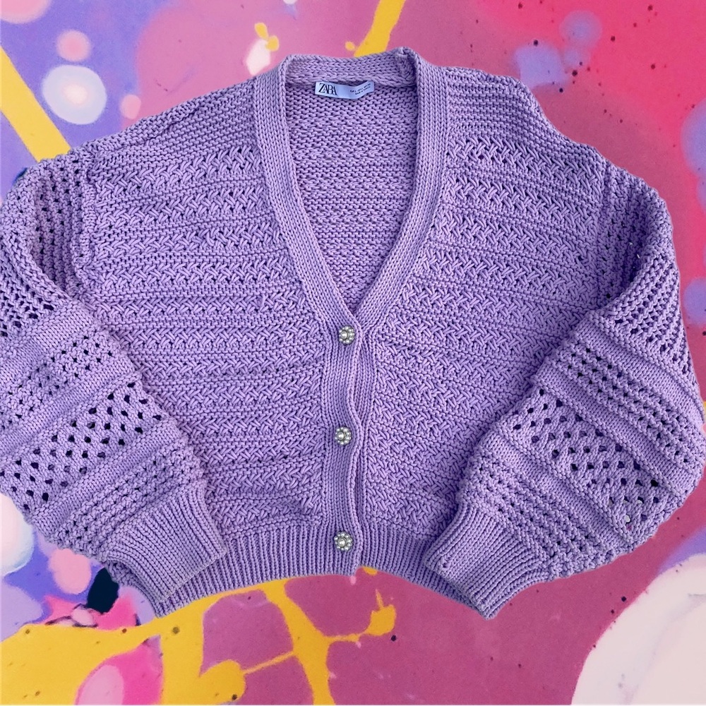 Zara Lilac Knit Cardigan